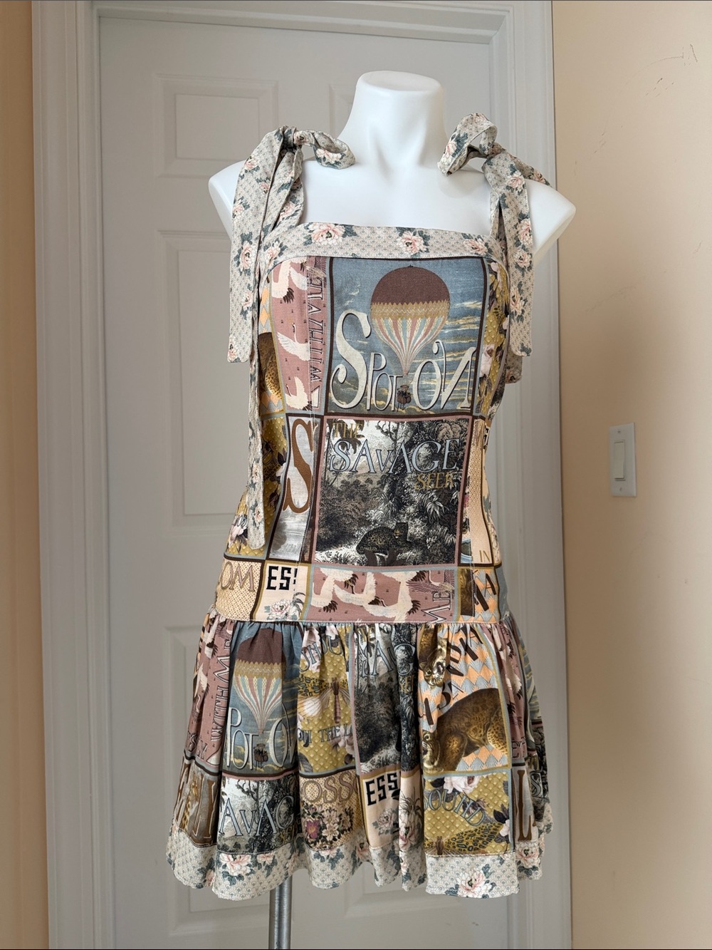 Agua Bendita Multicolor Patchwork Mini Dress